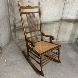 Vintage Cane Seat Rocking Chair (Bsmt)