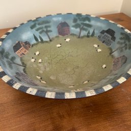 Farmhouse Painted Decorative Wooden Bowl (DR)