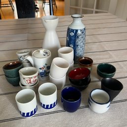 Assortment Of Sake Cups With Two Bottles (kitchen)