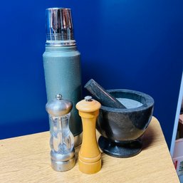 Mortar And Pestle, Grinders And Stanley Thermos (basement)