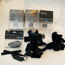 Lot Of GoPro Accessories, Helmet Strap & LCD BacPac (Living Room On Table Left Side)