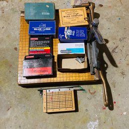 Vintage Paper Cutters And Staple Gun With Assorted Staples (Basement Workshop)