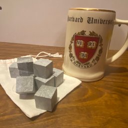Havard University Ceramic Beer Mug & 9 Whiskey Stones In Bag (Bsmt Shelf)