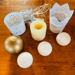 Assorted Candles And Holders With Fairy String Lights (Barn Upstairs)
