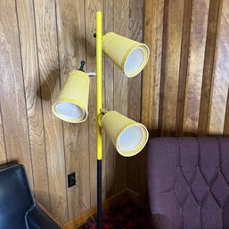 Vintage Floor Lamp With Yellow Woven Shades (Office - #55792)