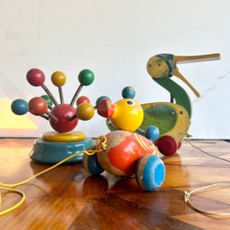 Trio Of Vintage Wooden Children's Toys (IS)