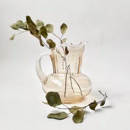 Gorgeous Vintage Rose Tinted Depression Glass Pitcher Vase (MB)