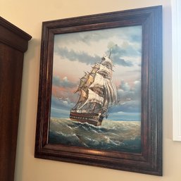 Signed Framed Ship Scene, W. Darby (LR)