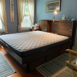 King Size Wood Bed - Mattress, Frame & Headboard - See Notes (LL Bed)