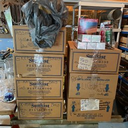 Large Lot Of Christmas Decor In Boxes Incl. Bows, Lights, Foliage, Etc. (Garage)