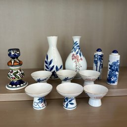 Japanese Sake Cups, Sake Bottles, Small Bottles, & Shabbat Candlestick (DR) (HW14)