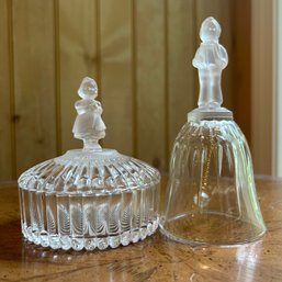 Vintage Lead Crystal HUMMEL Trinket Tray & Bell (Porch)