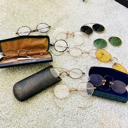 Cool! Vintage Lot Of Spectacles & Cases From Optician's Office (UP BR2)