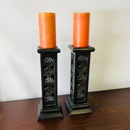 Pair Of Pillar Candle Holders (LR)