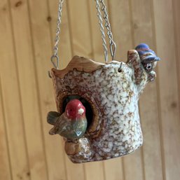 Art Pottery Hanging Bird House Bird Bath (Porch)