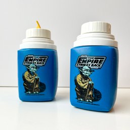 So Cool! Pair Of Vintage 1981 STAR WARS EMPIRE STRIKES BACK Thermos YODA (No Lids)