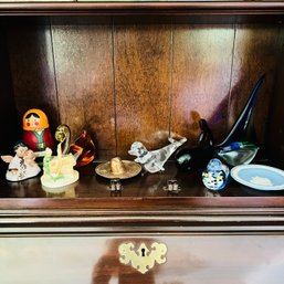 Decorative Figures, Including Signed Glass Bird, Wedgewood Dish And Other Items (Living Room)