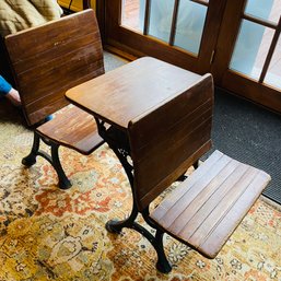 Antique School Desk Bench Seats (Livingroom)