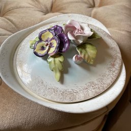 Vintage Hand Painted Royal Sealy Japan Covered Divided Dish With Flowers (Master Bedroom)