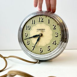Vintage Mid Century FLAMINGO Wall Clock, Green & Chrome - SEE NOTES