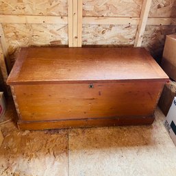 Vintage Solid Wood Storage Chest With Cedar Bottom And Metal Handles (Barn Upstairs)