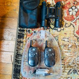 Adventurer's Lot! - Bushnell Binoculars With Bag And Pair Of Uniden Walkie-Talkies (Livingroom)