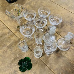 Assorted Glass Drinkware And Decorative Items Lot (Attic)