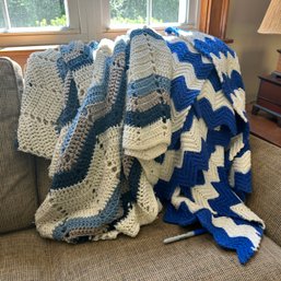 Pair Of Blue Crochet Afghans (DR) 59644
