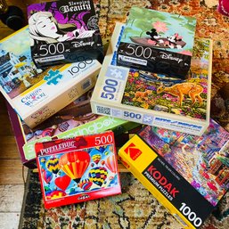 Assorted Puzzles And Wooden Checker/Chess Board - Some Unopened! (Livingroom)