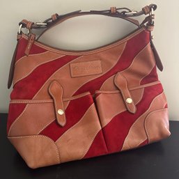 Gorgeous Leather Dooney & Bourke Satchel Purse With Red Accents