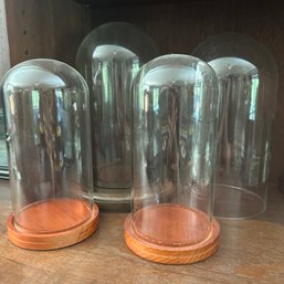 Four Glass Cloches, One Missing Base (LR)