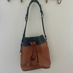 Dooney & Bourke Leather Bag With Blue & Green Accents, Beautiful Detail