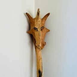 Carved Wood Giraffe Head Pole (Mudroom)