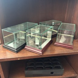 Four Glass Mirrored Cases - One With Small Crack (LR)