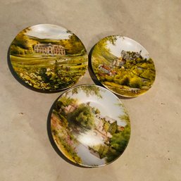 Trio Of Small Limoge Plates Depicting French Countryside (BSMT)