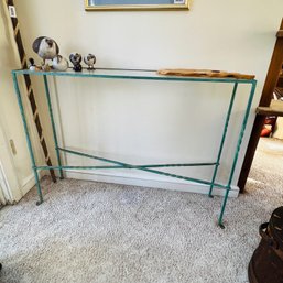 Glass Top Console Table (mudroom)