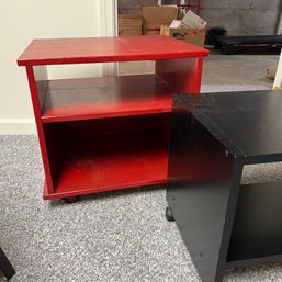 Red Office/Utility Storage Units On Wheels (basement)