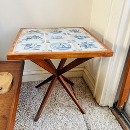 Vintage Tile Top Side Table (Mudroom)