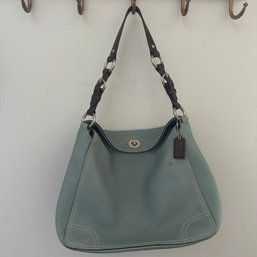 Light Blue Leather COACH Purse, Some Wear