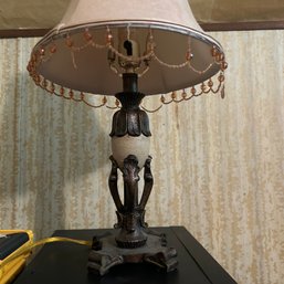 Vintage Table Lamp With Beaded Shade - See Notes (b1)
