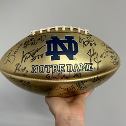 NOTRE DAME Gold Signed Football In Box