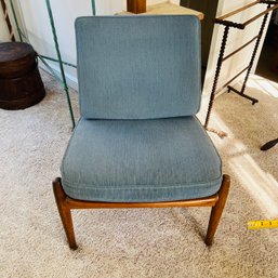 Vintage Armless Chair With Blue Cushions (Mud Room)