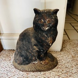 Vintage Cast Iron Black Cat Door Stop (Mudroom)