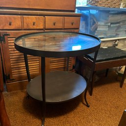 Metal & Glass Top Oval Side Table (b1)