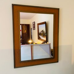 Framed Wood And Cloth Wall Mirror (Livingroom)