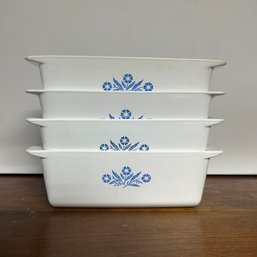 Set Of 4 CORNING WARE Cornflower Blue Rectangular Bakers (LEFT)