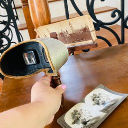 Vintage Stereoscope Viewer With London & Java Volcano Photos (LR)