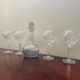 Four Beautiful Waterford Goblets With Decanter (LR)