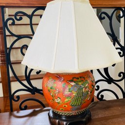 Colorful Asain Themed Ceramic Table Lamp (untested) LR