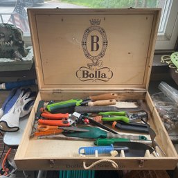 Lot Of Assorted Tools In 'Bolla' Wine Box (Up Kitchen/entry)